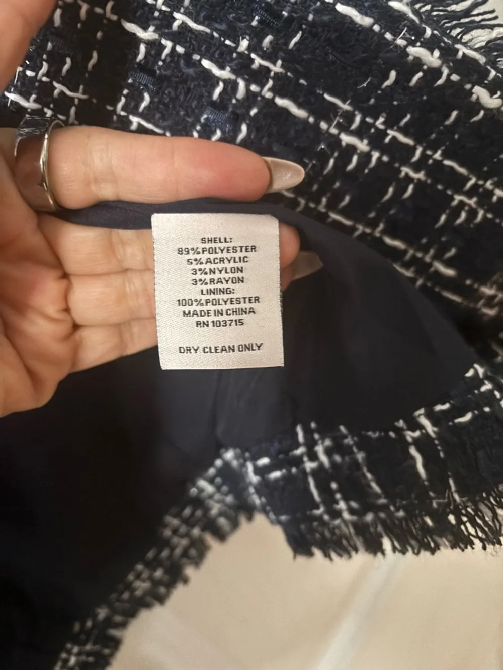 Nanette Lepore Navy & White Tweed Fringe Jacket - Picture 7 of 9